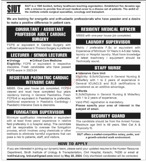 SIUT Management Jobs